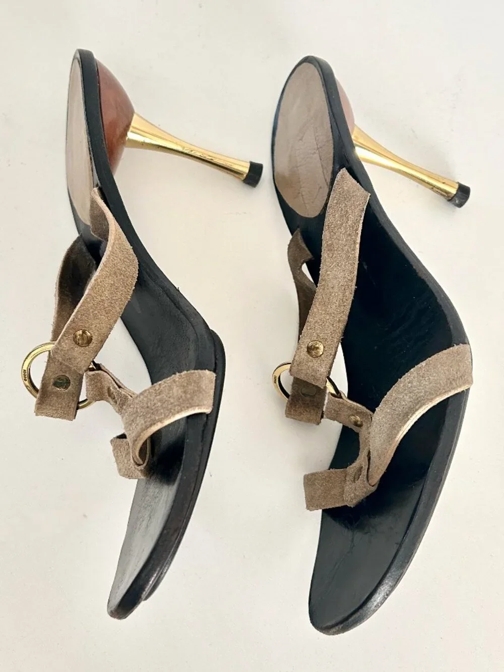 Gucci by Tom Ford Strappy Leather Sandals with Ring Detail
